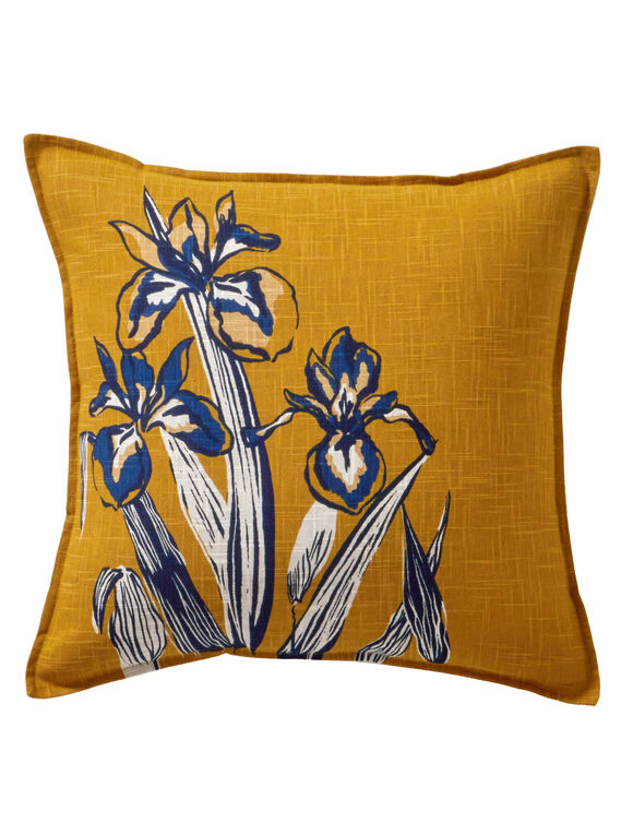 Coussin imprimé iris (caramel / marine) Coussin imprimé iris (caramel / marine)